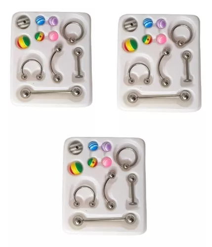 kit de piercing com 5 intens 3 unidades de pirc e 2 sache de alcool