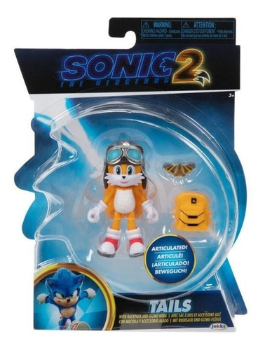 Figura Sonic 2, Tails Con Mochila . La Película, Wave 2