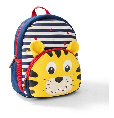 Mochila Infantil Bebe Creche Escolar Animais Tigre Azul