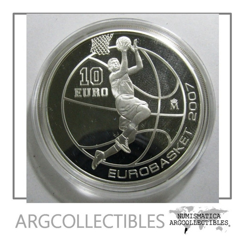 España Estuche Moneda 10 Euros Plata 2007 Euro Basket Proof