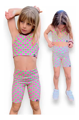 Conjunto Deportivo Niña Biker Y Top Modelo Fantasy Licra