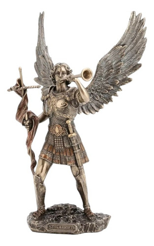 Arcanjo Anjo Gabriel Escultura Resina Veronse Bronze 33 Cm