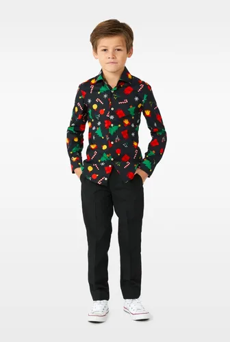 Camisa Negra Con Estampado Navide o Ni o Fiesta Navidad Cuotas