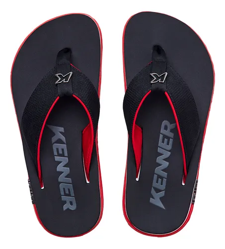 comprar Chinelo Kenner Sandalia Kivah Line Preto E Vermelho Original