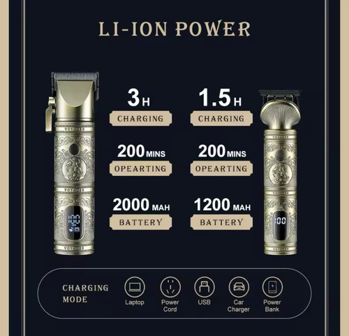 Combo Vgr 670 Clipper + Trimmer Dorado De Metal
