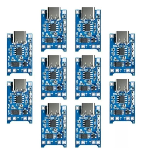 Modulo Carga Tipo C Bateria De Litio Tp4056 18650 10 Piezas.