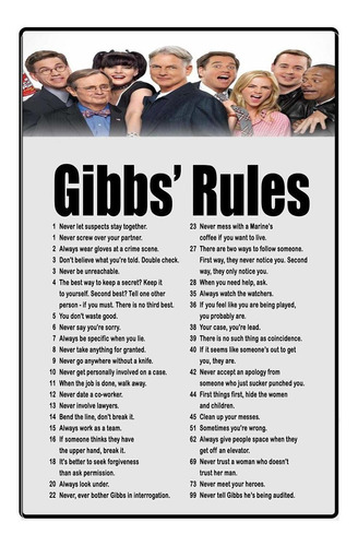 Ncis Cartel De Chapa Gibbs Rules Vintage Decorado Carte...