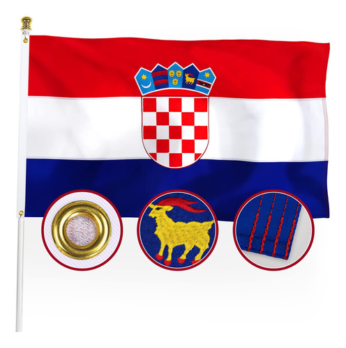 Xifan Bandera Croata De Croacia Premium 3x5 Al Aire Libre, I