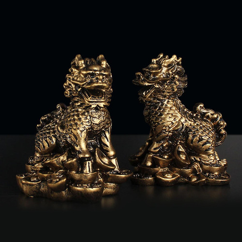 ! Ornamento Chino De La Estatuilla De De Chi-lin Cobre