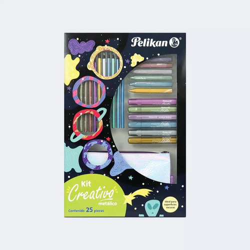 Kit Arte Pelikan Color Metálicos Marcadores Crayones Lapices