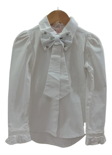 Camisa Infantil Menina Feminina Com Gravata Branco Yoyo