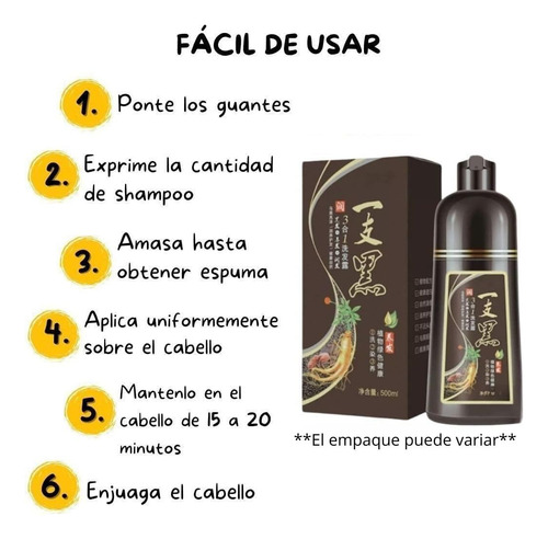 Café (castaño Oscuro)- Shampoo Tinte Instantaneo Para