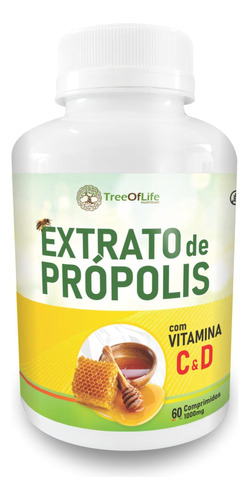 Extrato De Própolis Vitamina C D 60 Comprimidos 1000mg Tree