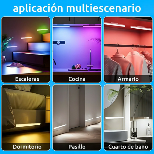 Lámpara De Pared Luz Rgb 40cm Control Bateria Recargable Led