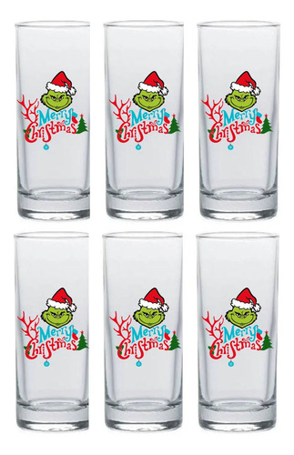 Copa Grinch Navidad Shots Aguardientera Tequila X 6 Unid