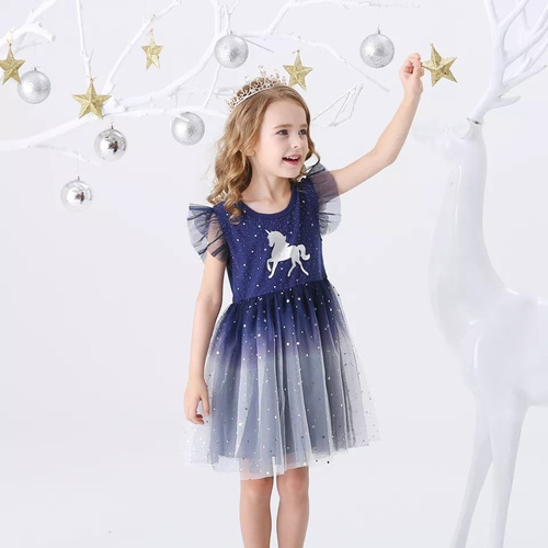 Vestido Unicornio Tul De Fiesta Para Niña Cumpleaños Navidad