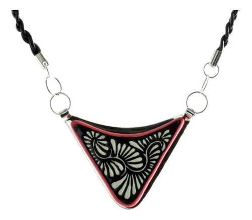 Collar Con Triángulo Suspiro I Alonso Luis I Talavera Acero Color Negro Filo Rojo