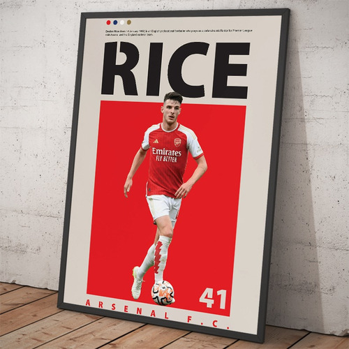 Cuadro Decorativo Poster Declan Rice Arsenal Fc Inglaterra