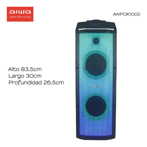 Imagen 2 de 6 de Parlante Aiwa Awpok100d 2000w Panel Completo Led Karaoke