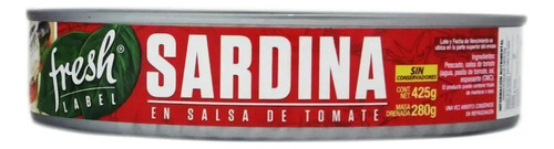 Sardina Fresh Label En Salsa De Tomate 425 Gr
