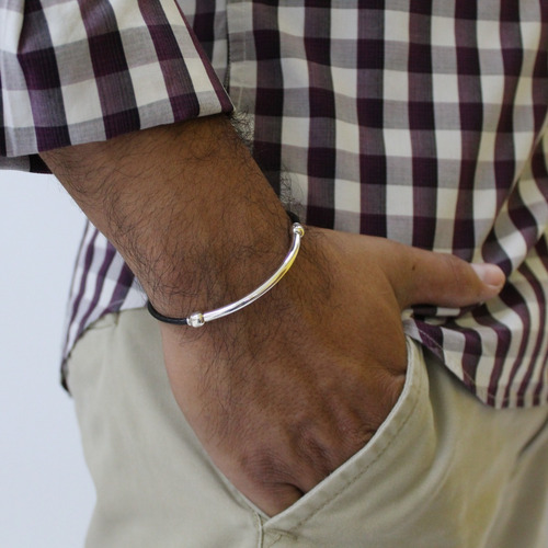 Imagen 7 de 10 de Pulsera De Piel Con Plata 925 Para Hombre De Agálea Joyería