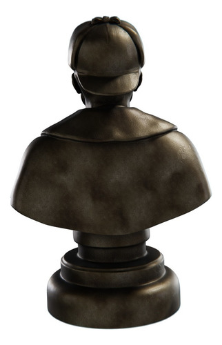 Estátua Busto Sherlock Homes Arthur Conan Doyle Estatueta Cor Cor Ouro Velho