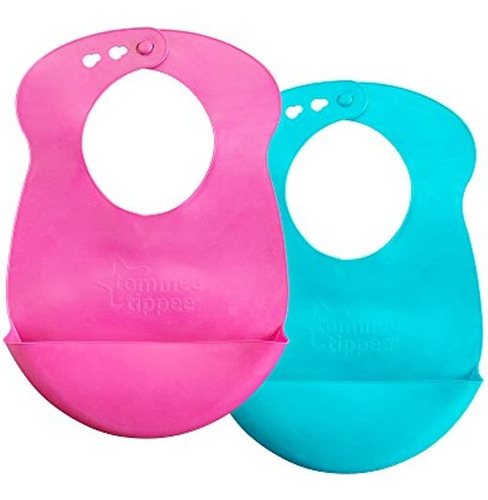 Tommee Tippee Easiroll Bib Pink Y Purplepink Y Blue 2 Count