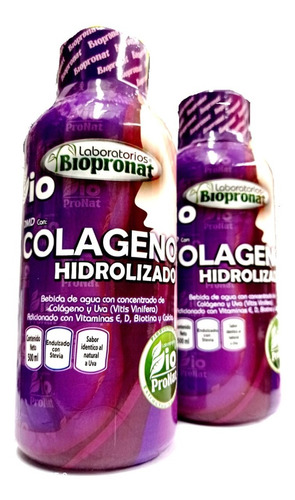 Bio Colageno Sabor Uva Liquido  X 500 Ml X 2 Tarros 