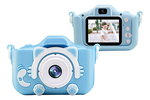 Máquina Fotográfica Digital Infantil Sd Vídeos Hd Fotos Jogo Cor Azul