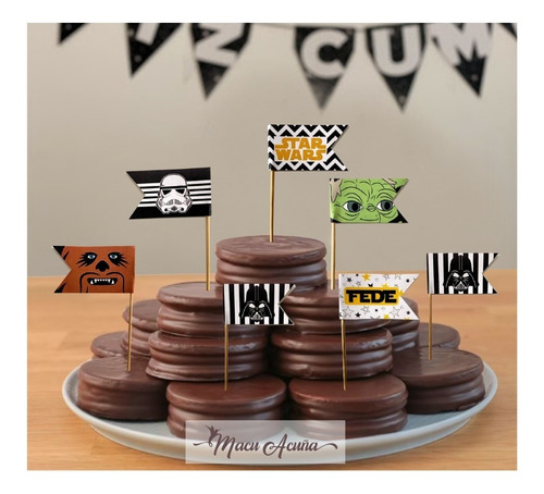 Topper Mini Pincho Copetin Banderitas Star Wars X15u