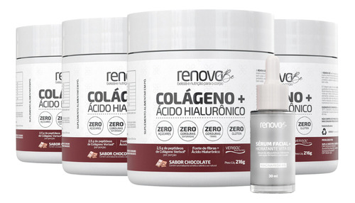 Kit 4 Colágenos Renova Be Verisol Com Ácido Hialurônico Sabor 4 - Chocolate