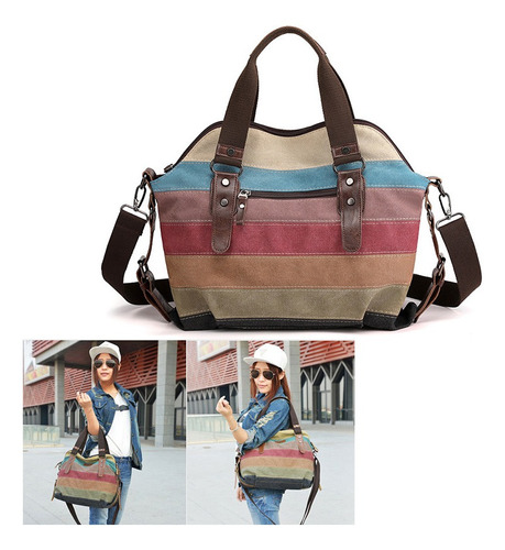 Bolsa De Mensajero De Lona Casual Retro Moda Bolsa De Gran C