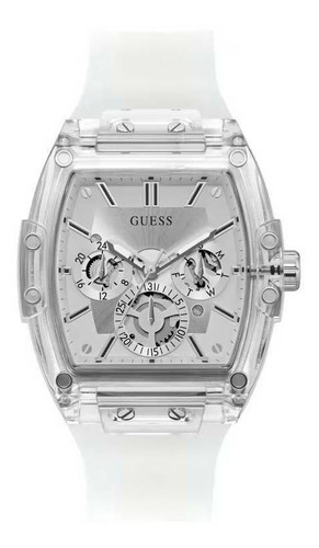 Reloj Hombre Guess Phoenix Gw0203g1 Plateado Blanco Silicona