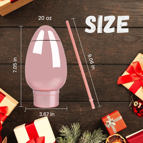 Vaso De Navidad Con Pajilla 20 Oz Color Rosa