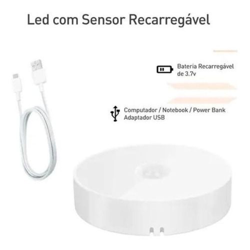 Imagem 3 de 9 de Luminária Led Spot Sensor De Presença Sem Fio Recarregável