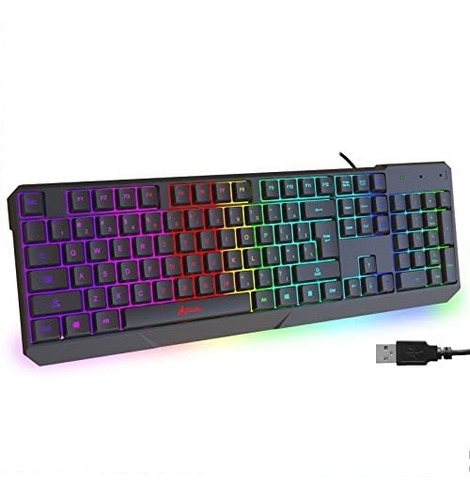 Teclado Klim Chroma Con Cable Usb Ergonómico Impermeable