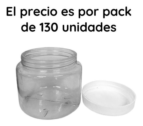 Imagen 5 de 10 de Potes Plasticos 250 Cc Redondo Cristal Pvc X 130 Un.