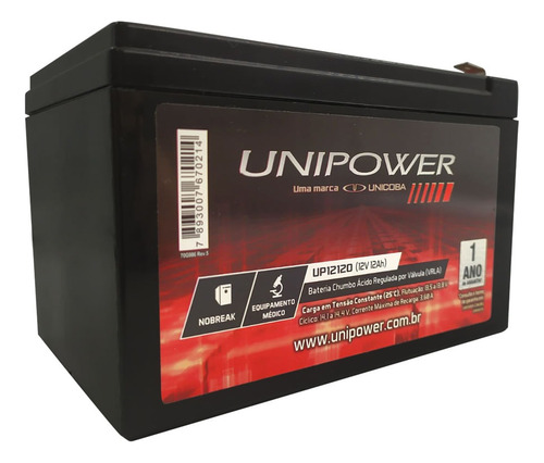 Bateria Selada Vrla 12v 12,0ah F250 Up12120 06c027 Unipower
