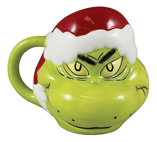 Dr. Seuss The Grinch Santa Hat - Taza De Cerámica Esculpida 