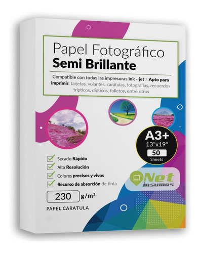 Papel Fotográfico  A3+ 230gr Semi Brillo X 50 Hojas