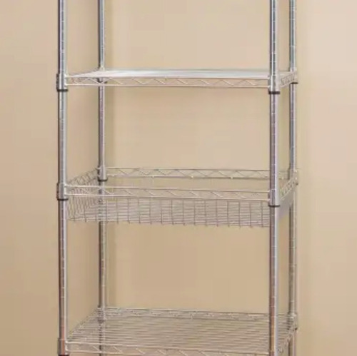 Repisa Estante Tipo Torre 6 Niveles Con Ruedas Color Cromado
