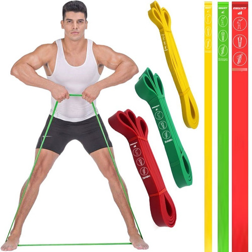 Imagen 1 de 9 de Kit 3 Bandas Elasticas Dominadas Gym Medium + Hard + X Hard