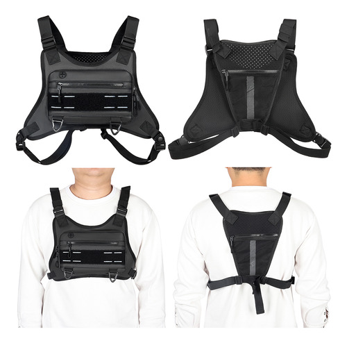 Chaleco Unisex En La Parte Delantera Del Pecho Para Ciclismo Color Negro