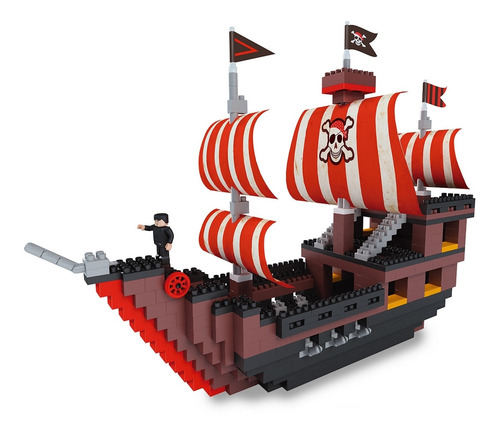 Imagen 3 de 5 de Juego de Encastre Barco Pirata Ladrillos Bloques 290 Piezas Blocky