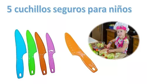 Juego Cuchillos Seguros Fruta Verduras Niños 5 Pzs Plástico