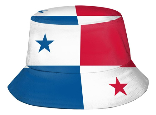Lindo Sombrero Pescador Reversible Con Bandera Panamá, Sol Y