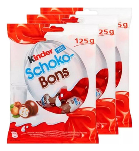 Kit 3 Chocolate Kinder Schoko Bons Alemanha 125g