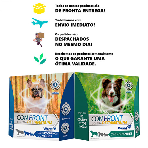 Kit 02 Un Coleira Antipulgas Confront Cães 19 E 25 Grs
