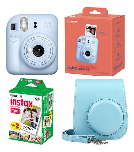 2023 Camara Instax Mini 12 Azul Pastel Combo  Funda 20 Fotos