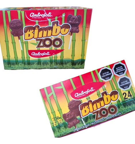 Paletas De Chocolate Bimbo Zoo 24 Unidades 